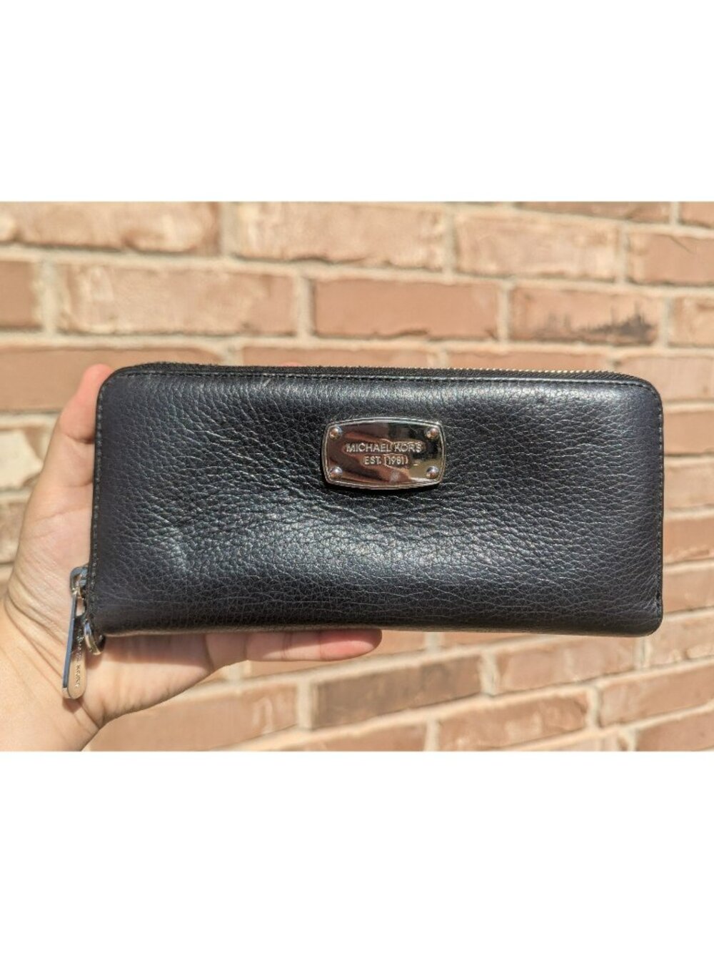 Michael Kors Jet Set Pebbled Leather Travel Continental Wallet Black 35H5STTZ3L